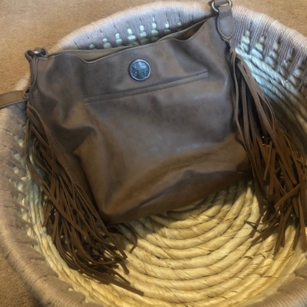 Brown Boho Satchel Bag with Tassels
